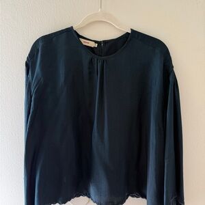 Elegant Navy Women's Silk Top